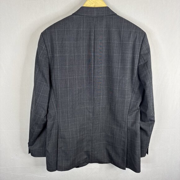Hugo Boss Virgin Wool Windowpane Blazer Men’s 38R Made USA Sports Coat Gray - Picture 4 of 10